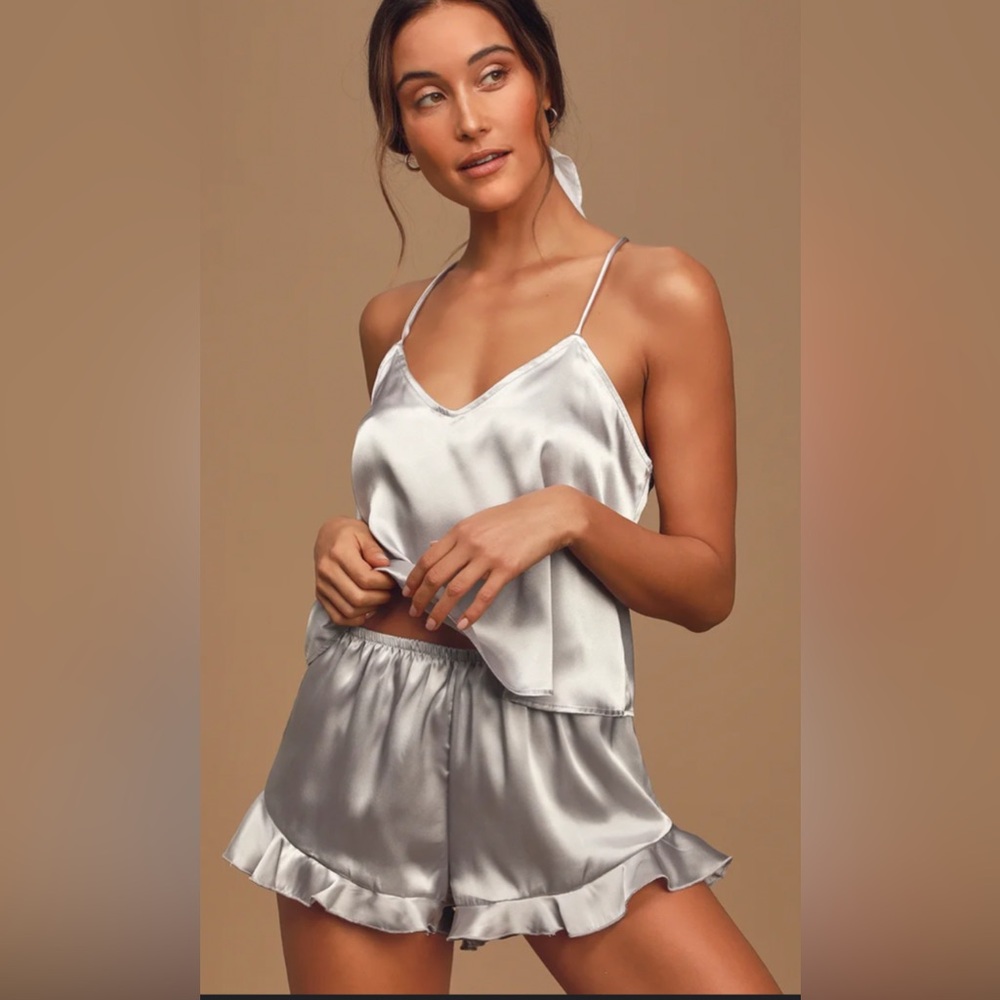 Lulu's Silver Satin Pajama Bottoms NWT